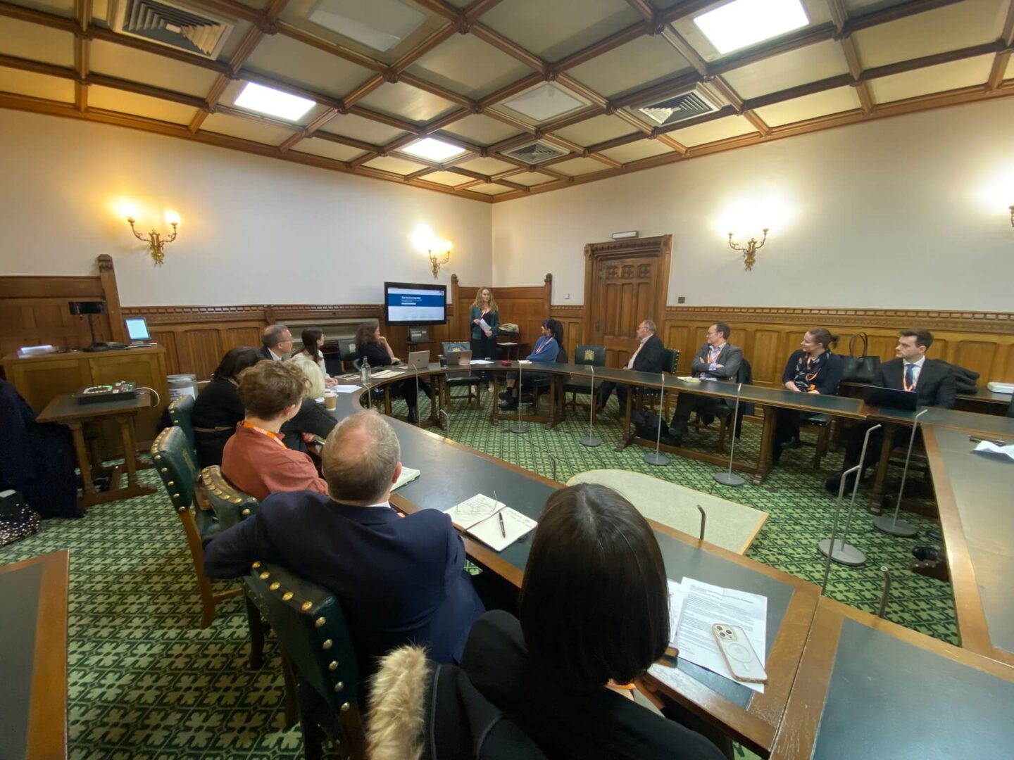 Presenting the Hub in a Committee Room to an audience of about 40 representatives from different stakeholder groups, including policymakers, sentencing practitioners, academics, criminal justice organisations, and journalists